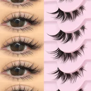 GROINNEYA رموش عين القطة نصف رموش ناعمة طبيعية رموش بالمنك رموش اصطناعية مظهر طبيعي ناعم مجنح نهاية العين ممدود