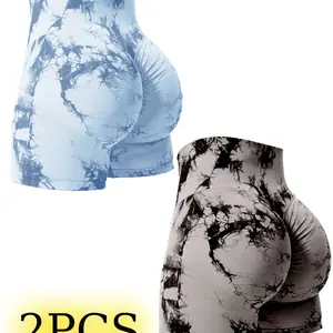2 قطعة التعادل صبغ بعقب رفع مثير رياضة السراويل امرأة نحيل تمتد عالية الخصر الرياضة السراويل عادية سلس